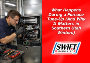 furnace tune-up Southern Utah technician inspecting furnace